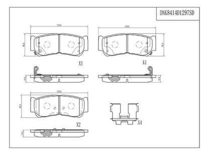 CSA-DNK8414D1297SD - BALATAS TRASERAS PARA CHEVROLET S10 4 2.4 2022-2023 USO RUDO
