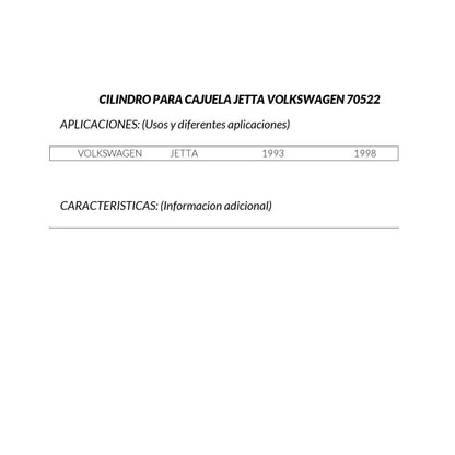 MANJ-70522 - CILINDRO PARA CAJUELA PARA VOLKSWAGEN JETTA 1993-1998