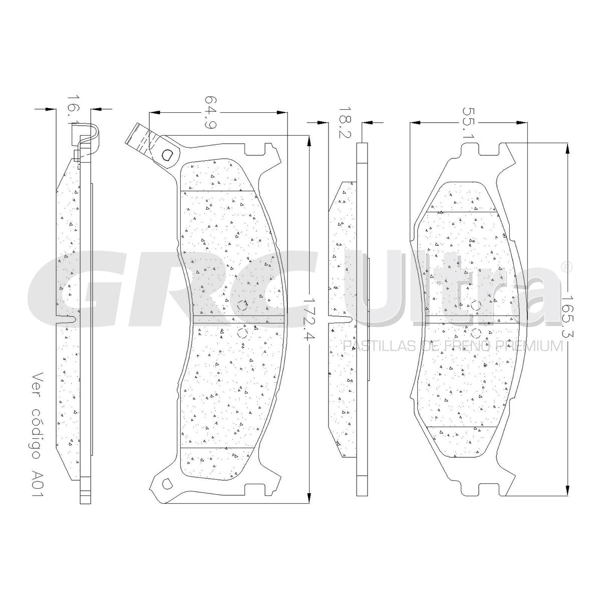 GMD524 - BALATAS SEMIMETALICAS DELANTERAS PARA CHRYSLER DYNASTY 1991-1993