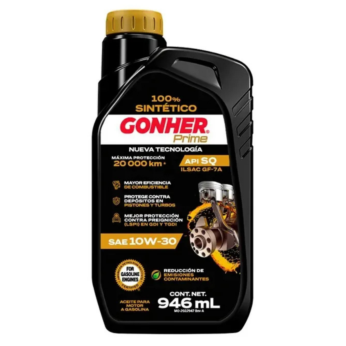 GH-1034990 - ACEITE GONHER SINTETICO 10W-30 API SQ CAJA CON 12 PIEZAS DE 946ML