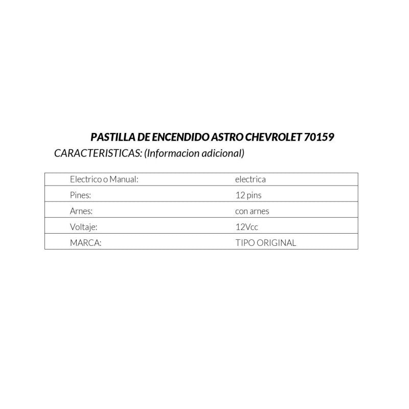 MANJ-70159 - PASTILLA DE ENCENDIDO PARA CHEVROLET ASTRO 1995-2005