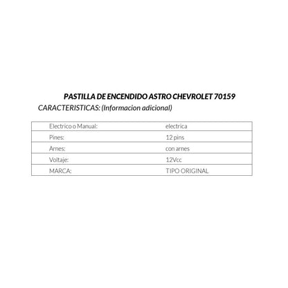 MANJ-70159 - PASTILLA DE ENCENDIDO PARA CHEVROLET ASTRO 1995-2005