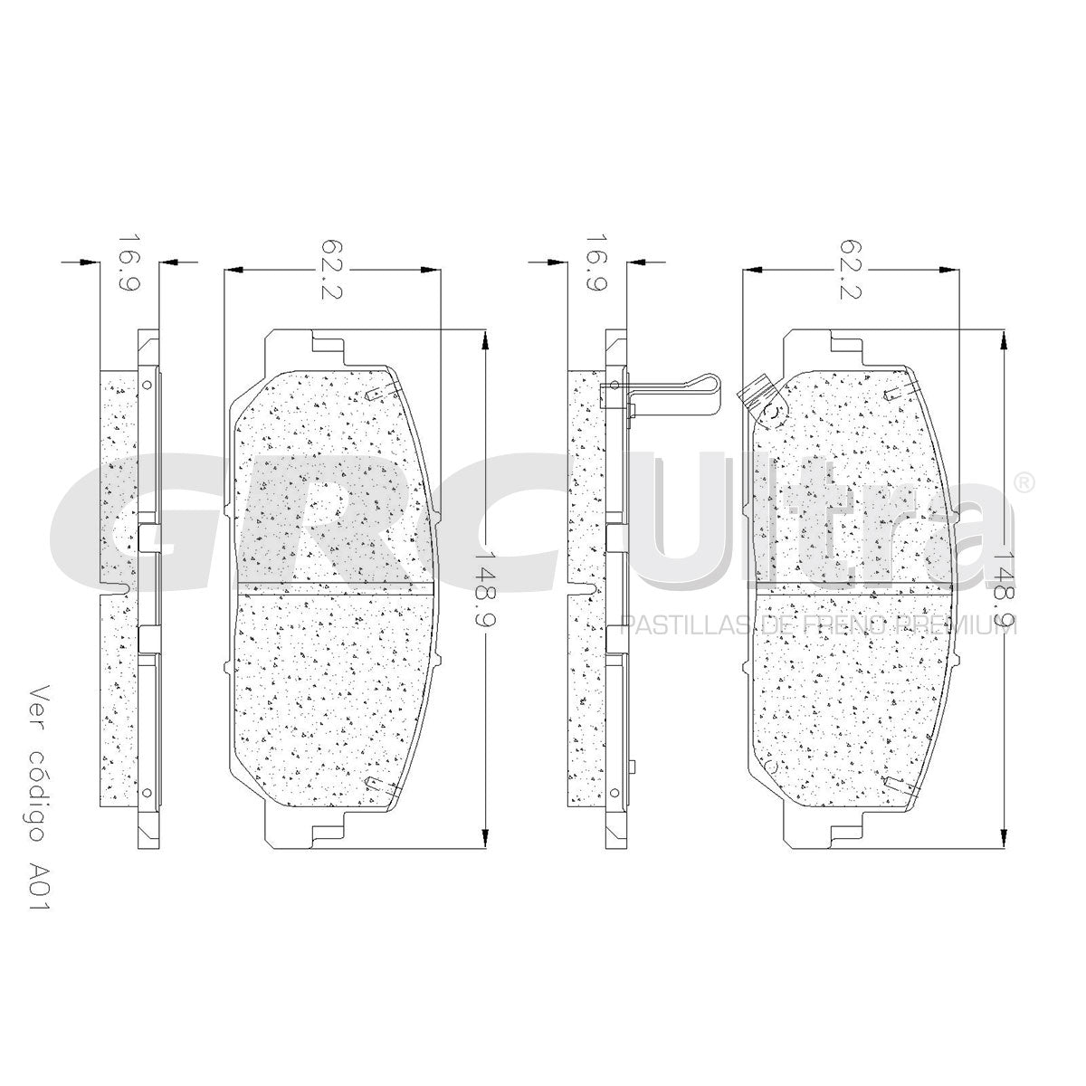 GCD1697 - BALATAS CERAMICAS DELANTERAS PARA ACURA ILX 2016-2022