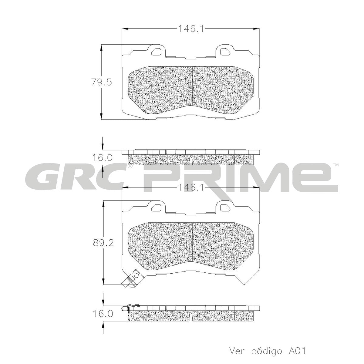 GPRD1802SD - BALATAS SEMIMETALICAS DELANTERAS PARA CHEVROLET COLORADO 2015-2020