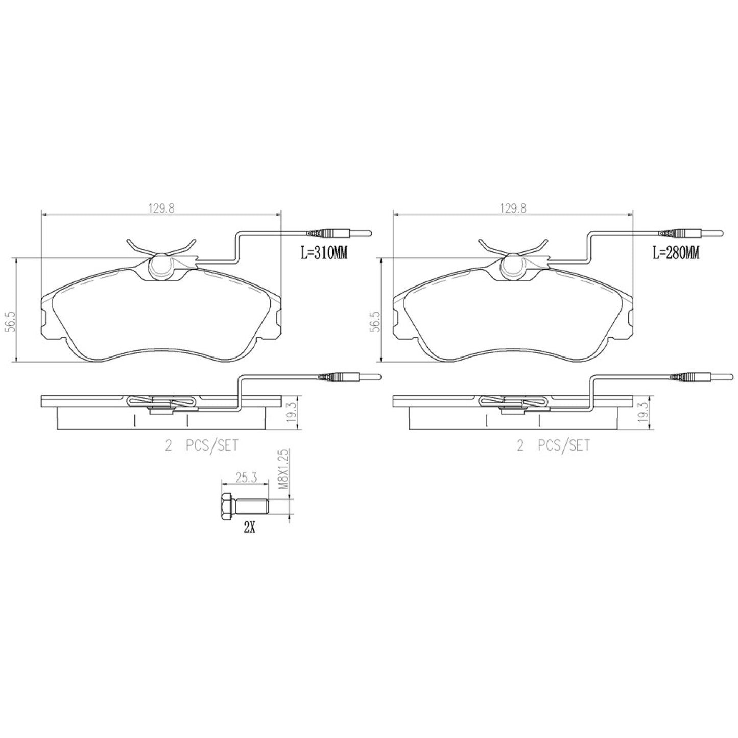 BRE-P61060N - BALATAS DELANTERAS PARA PEUGEOT 306 BASE 1998-2002