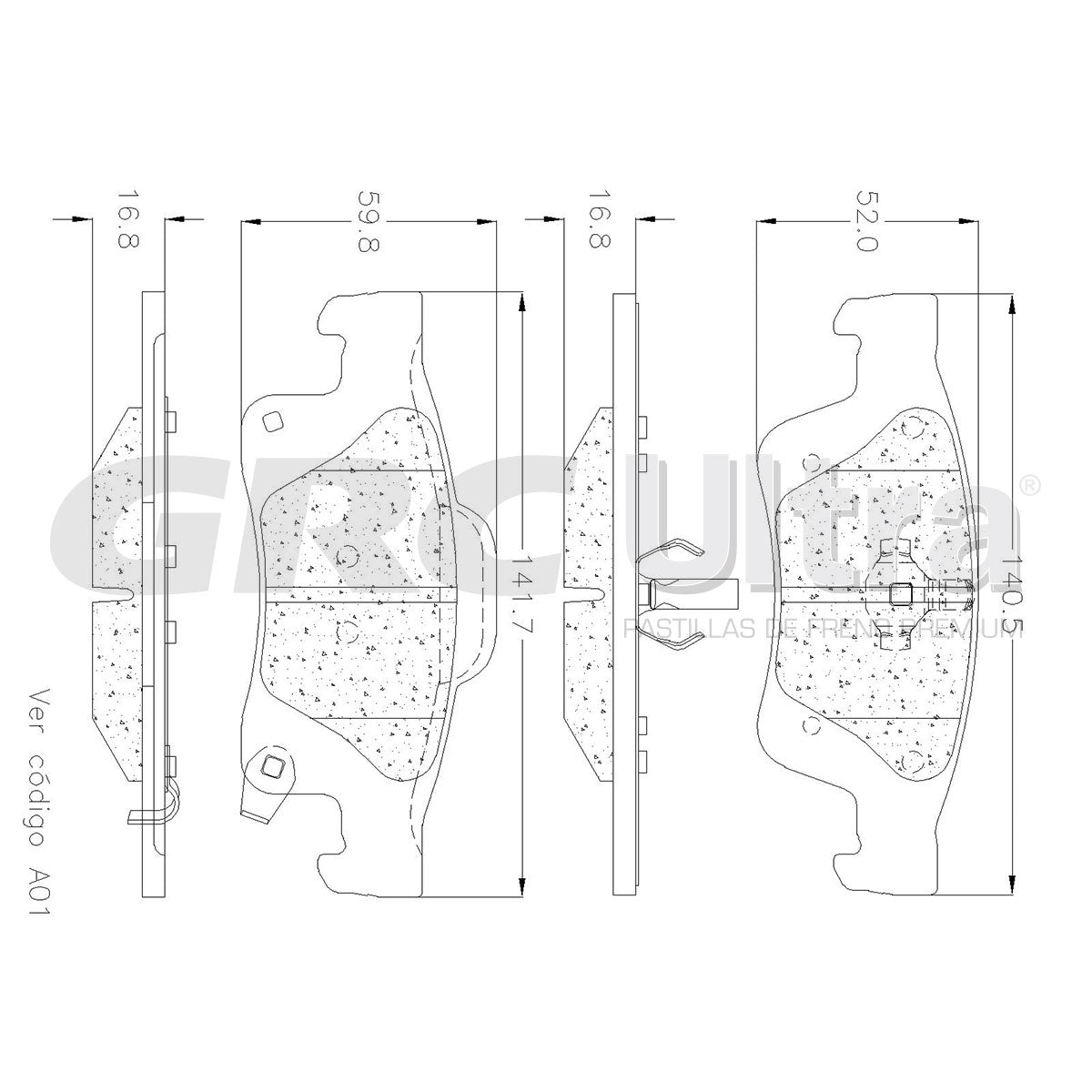 GCD1498 - BALATAS CERAMICAS TRASERAS PARA DODGE DURANGO CITADEL 2018-2022