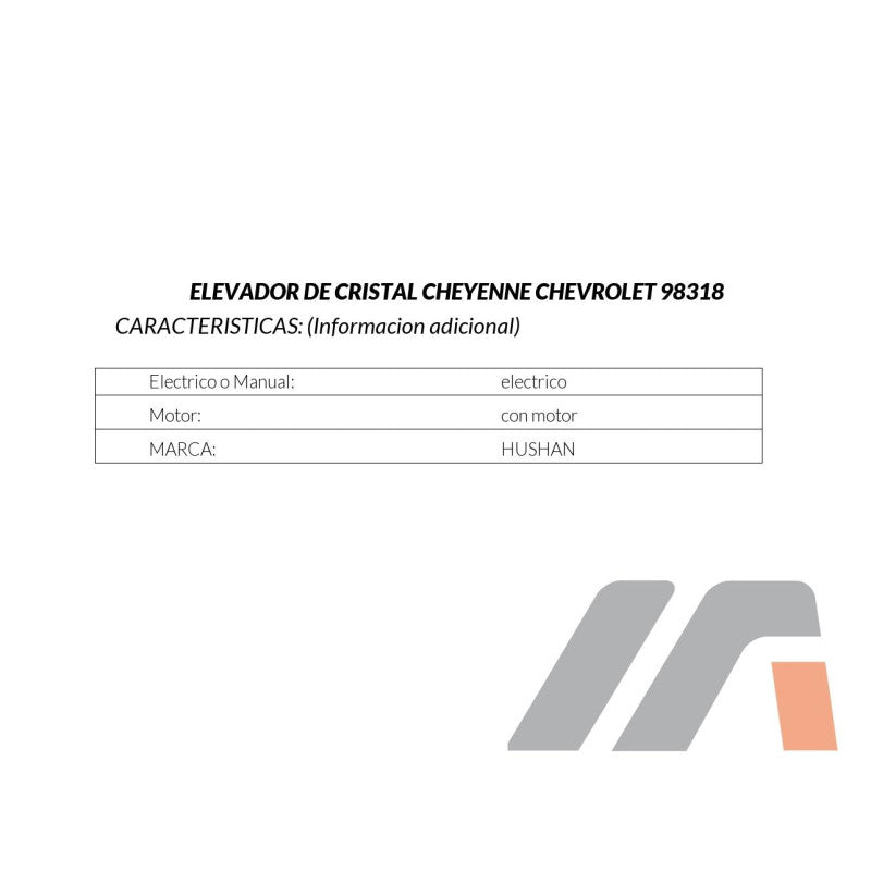 MANJ-98318 - ELEVADOR DE CRISTAL PARA CHEVROLET CHEYENNE 2007-2013 DERECHO DELANTERA