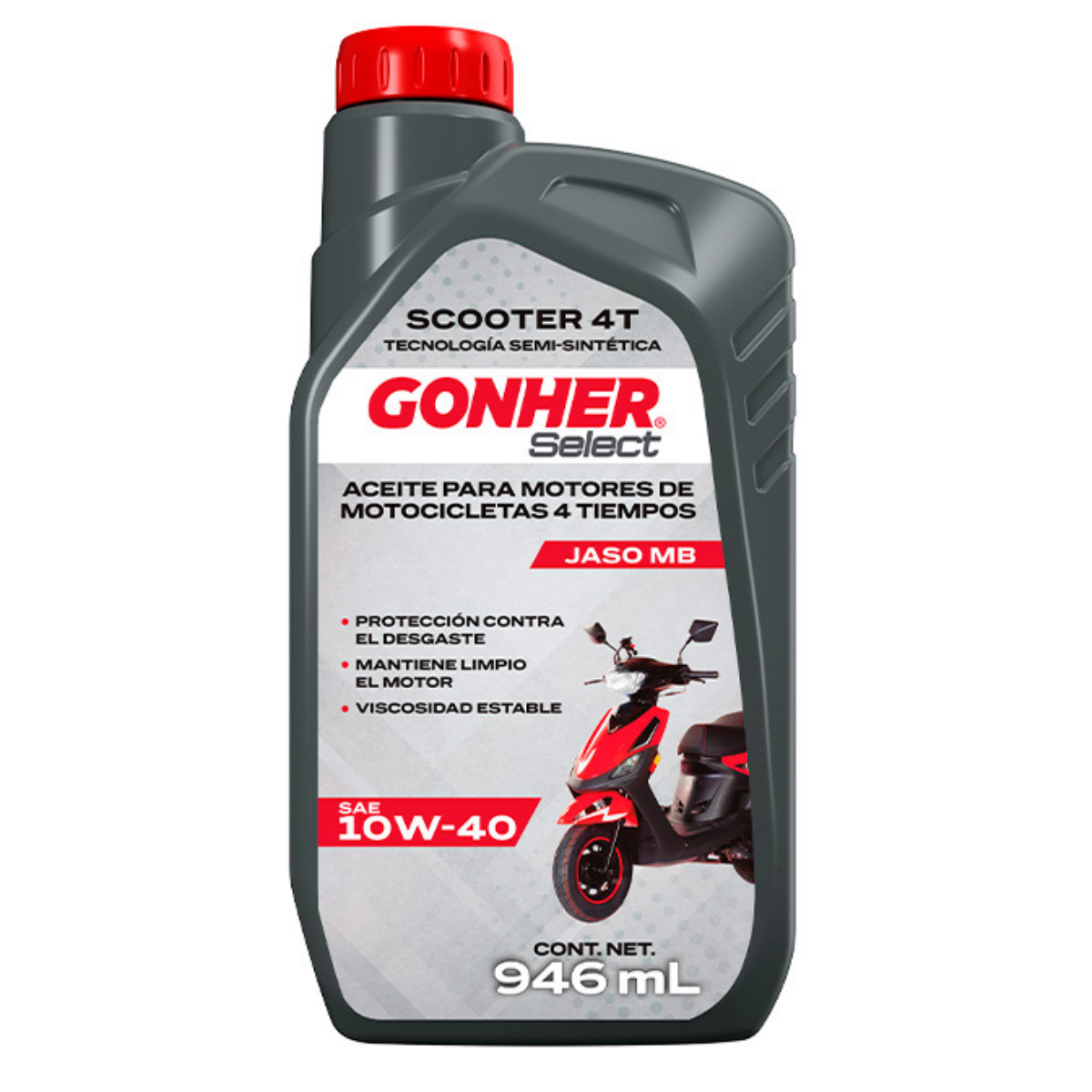 GH-1035761 - ACEITE GONHER SCOOTER 4T SEMI-SINTETICO SAE 10W-40 CAJA CON 12 PIEZAS DE 946ML