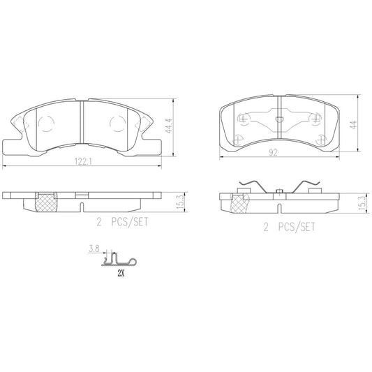 BRE-P16011N - BALATAS DELANTERAS PARA DODGE ATTITUDE SE 2015-2021