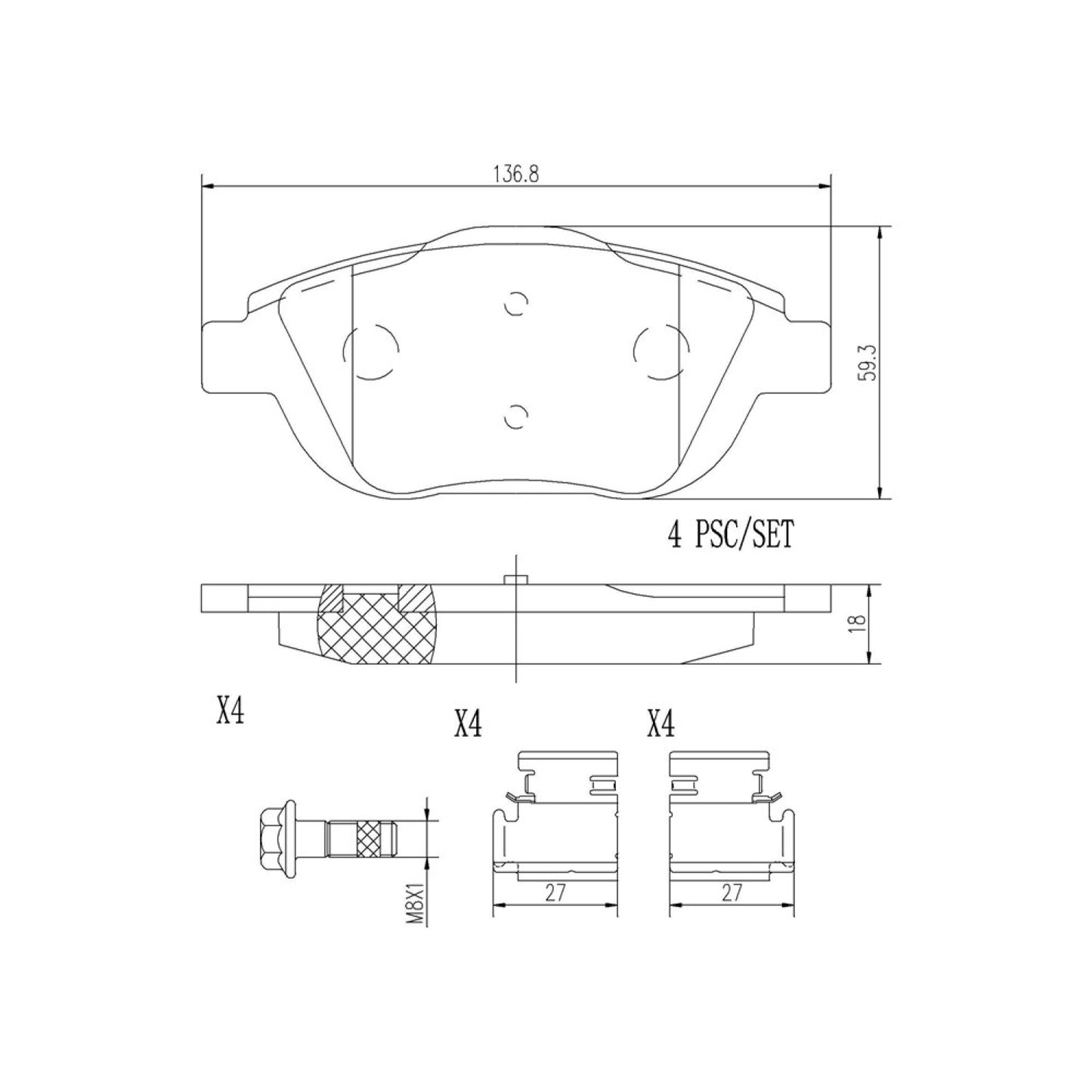 BRE-P61103N - BALATAS DELANTERAS PARA PEUGEOT 2008 ALLURE 2019-2019