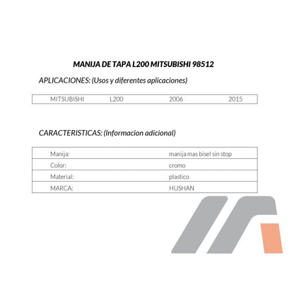 MANJ-98512 - MANIJA DE TAPA PARA MITSUBISHI L200 2006-2015