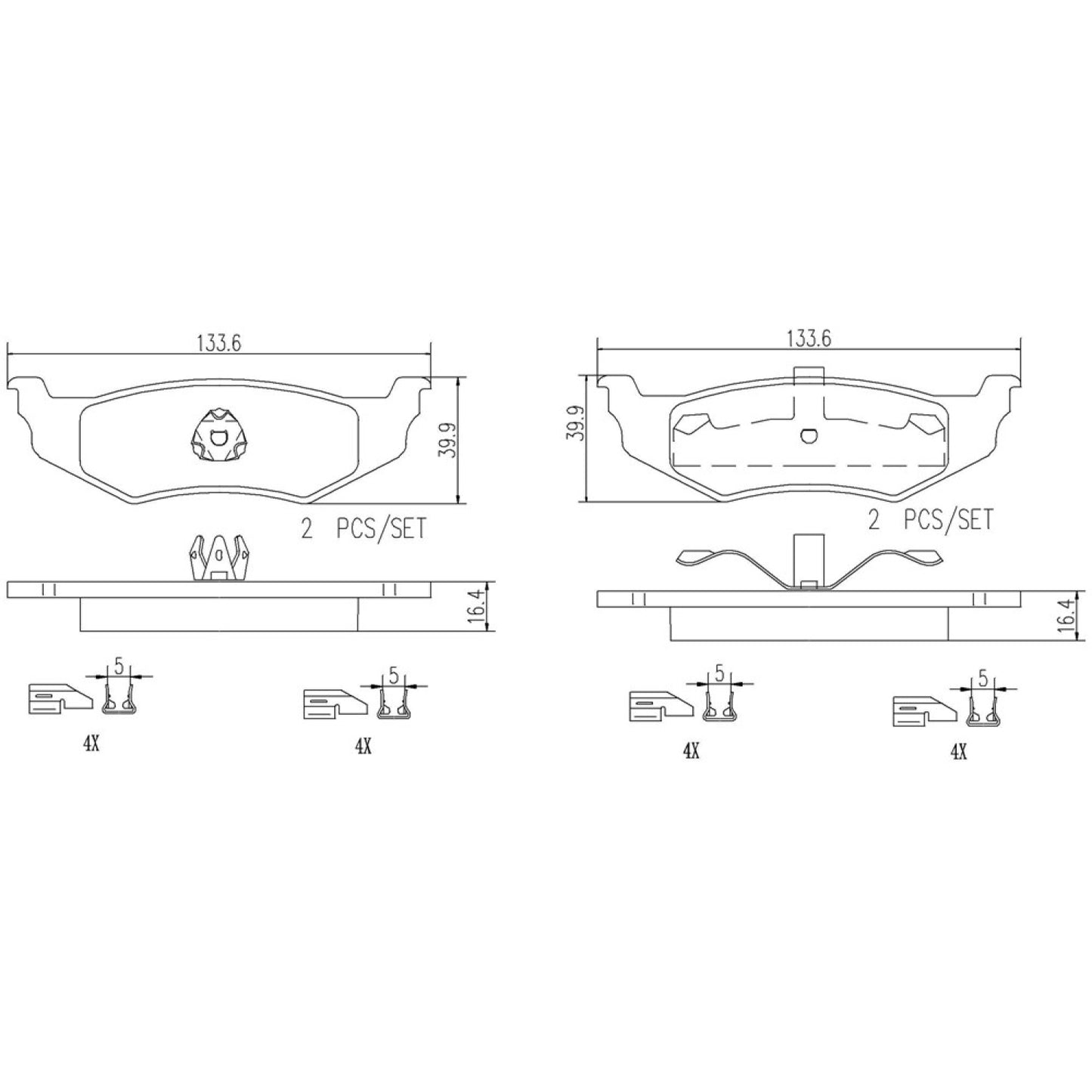 BRE-P18015N - BALATAS TRASERAS PARA CHRYSLER 300M BASE 2003-2003