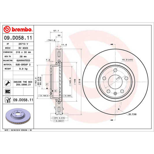 BRE-09.D058.11 - PAR DE DISCOS DE FRENO DELANTEROS PARA AUDI A4 DYNAMIC 2017-2022