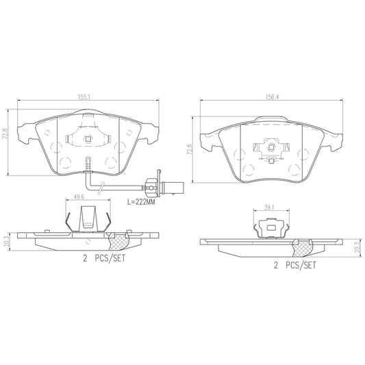 BRE-P85097N - BALATAS DELANTERAS PARA AUDI A4 AVANT 2004-2004