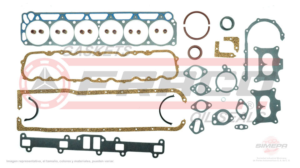 FSX-2660020 - JUEGO DE EMPAQUES PARA FORD BRONCO L6 2.8 L 12 V. OHV 1966-1972