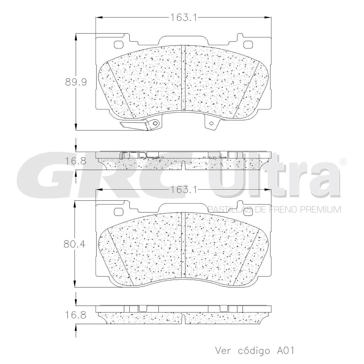 GCD1784 - BALATAS CERAMICAS DELANTERAS PARA FORD MUSTANG ECOBOOST 2015-2020