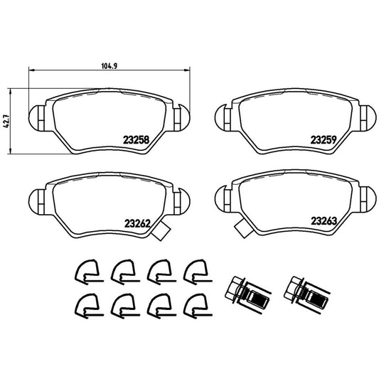 BRE-P59031 - BALATAS TRASERAS PARA CHEVROLET ASTRA BASE 2000-2006