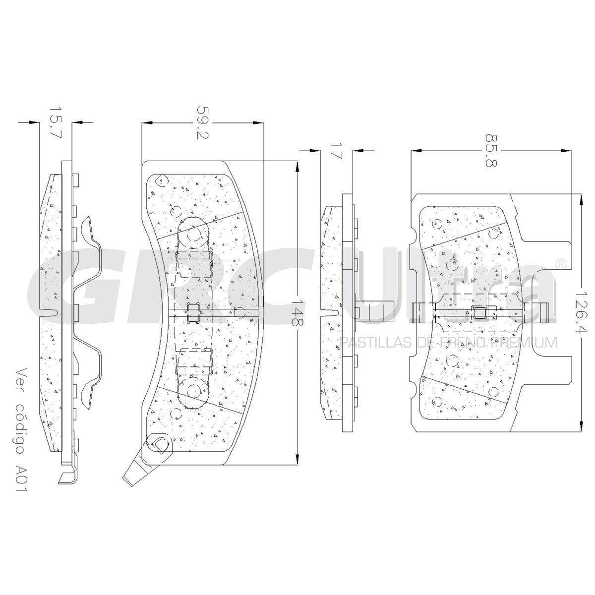 GMD370 - BALATAS SEMIMETALICAS DELANTERAS PARA CHEVROLET C1500 SUBURBAN 6.5L 1995-1999
