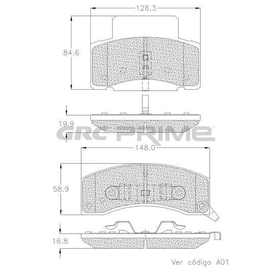 GPRD459SD - BALATAS SEMIMETALICAS DELANTERAS PARA CHEVROLET C35 1995-2000