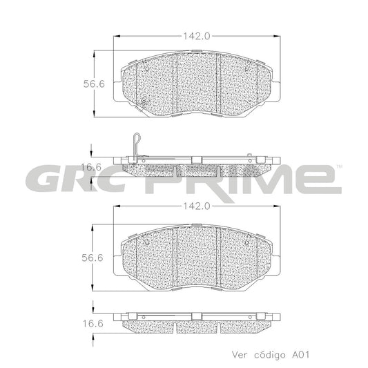 GPRD914 - BALATAS SEMIMETALICAS DELANTERAS PARA ACURA ILX BASE 2.0L 2013-2015