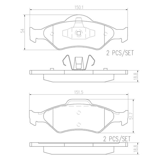 BRE-P24054N - BALATAS DELANTERAS PARA FORD FIESTA BASE  1.6 4 2001-2001