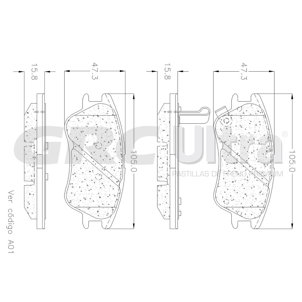GMD1142 - BALATAS SEMIMETALICAS DELANTERAS PARA DODGE ATOS 2003-2012
