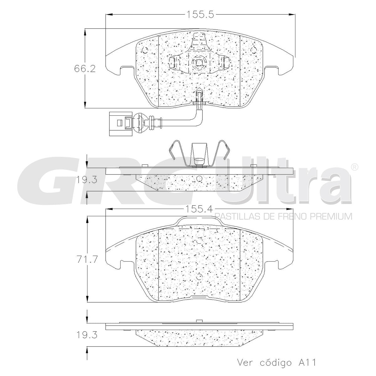GMD1319 - BALATAS SEMIMETALICAS DELANTERAS PARA AUDI A3 2013-2013