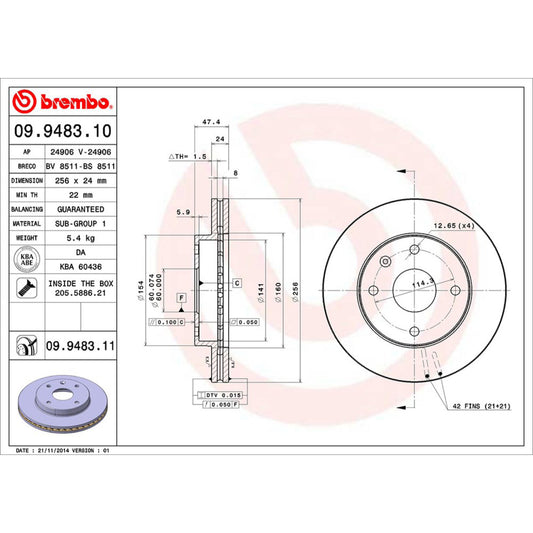 BRE-09.9483.10 - PAR DE DISCOS DE FRENO DELANTEROS PARA CHEVROLET OPTRA BASE 2006-2010