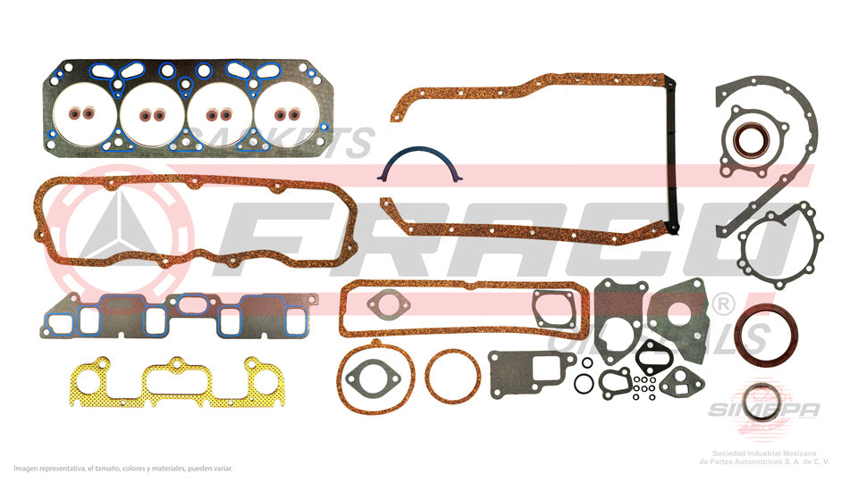 FSX-3040114 - JUEGO DE EMPAQUES PARA CHEVROLET LLV L4 2.5 L 8 V. OHV 1991-1993