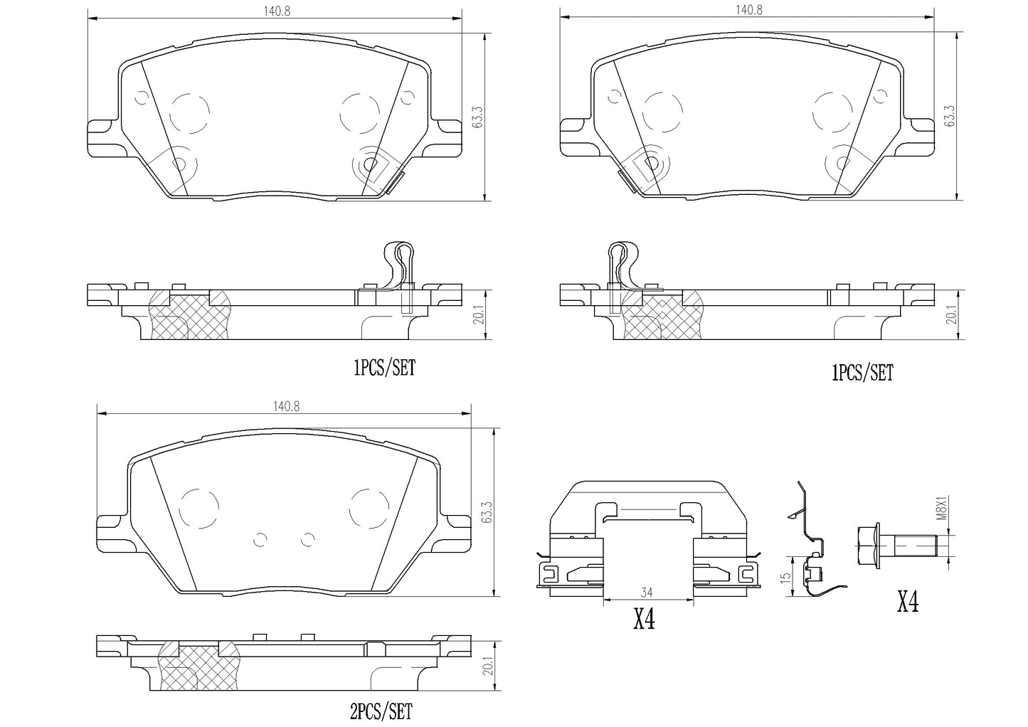 BRE-P23164N - BALATAS DELANTERAS PARA FIAT 500X EASY 2016-2017