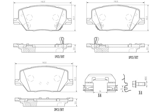 BRE-P23164N - BALATAS DELANTERAS PARA FIAT 500X EASY 2016-2017