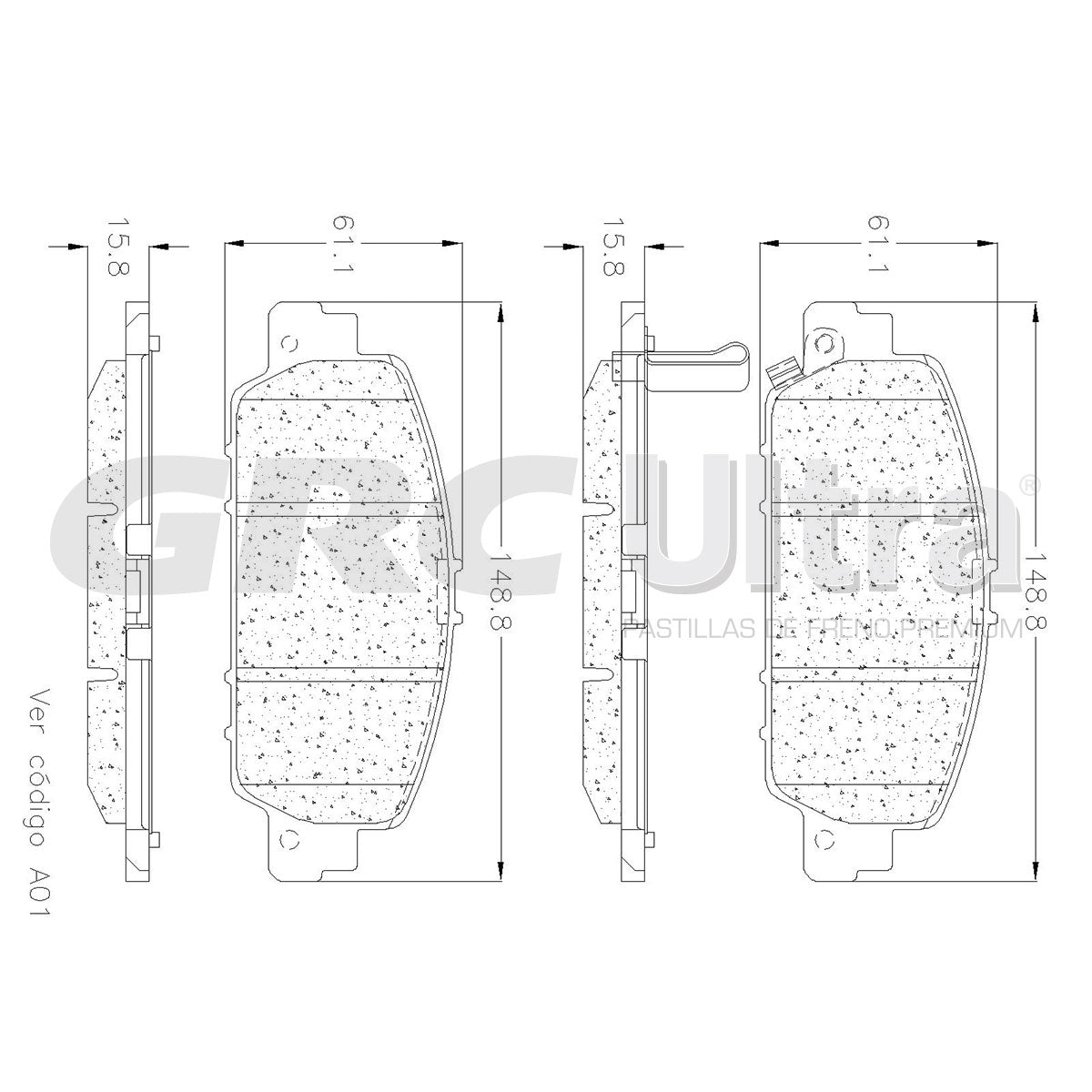 GCD1654 - BALATAS CERAMICAS DELANTERAS PARA HONDA ACCORD EX 2013-2013