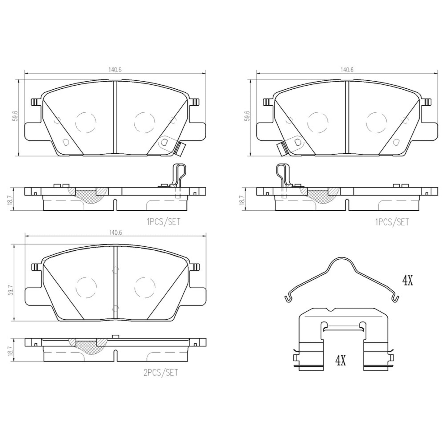 BRE-P07016 - BALATAS DELANTERAS PARA CHEVROLET EQUINOX LS 2018-2019