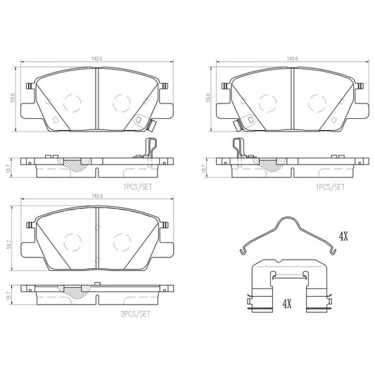 BRE-P07016 - BALATAS DELANTERAS PARA CHEVROLET EQUINOX LS 2018-2019