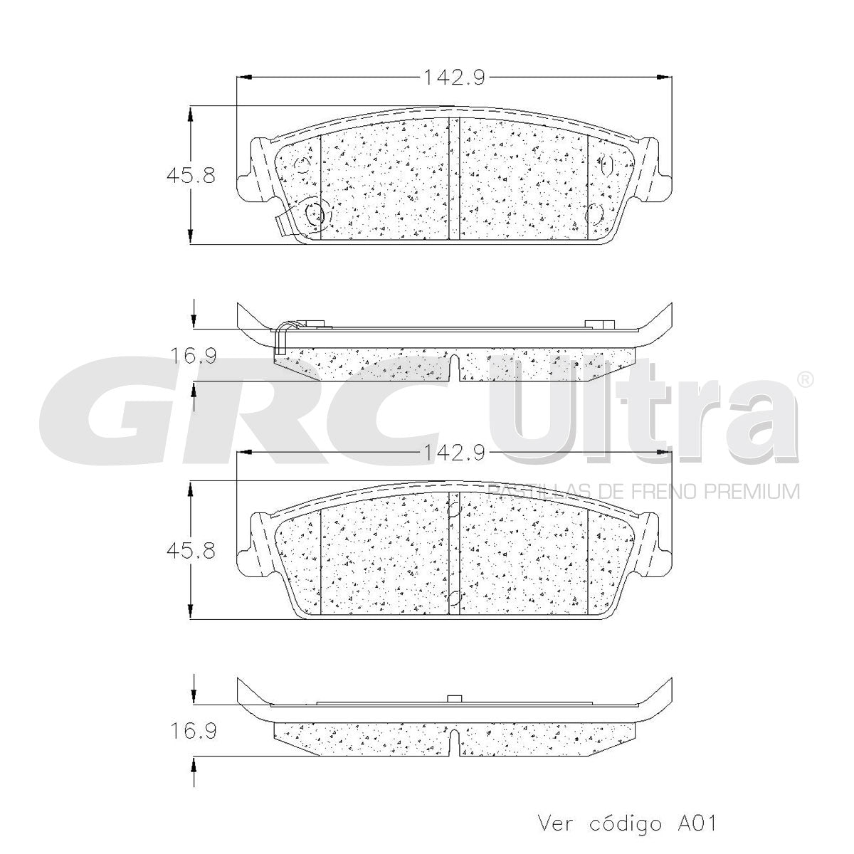 GMD1194 - BALATAS SEMIMETALICAS TRASERAS PARA CADILLAC ESCALADE 6.0L 2009-2009