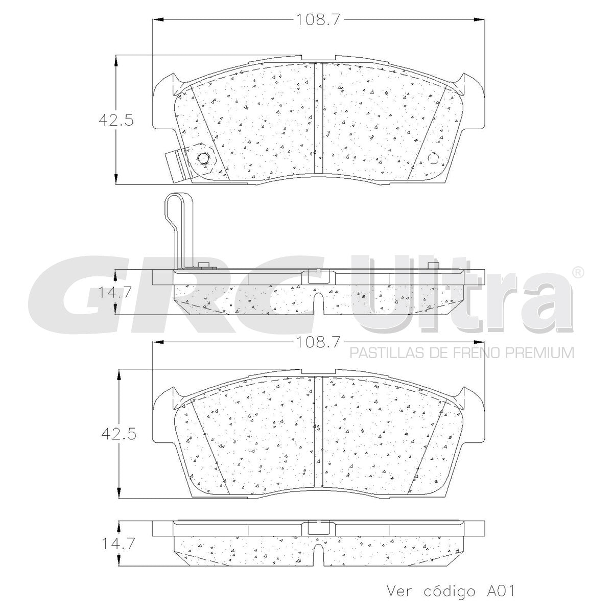 GCD1658 - BALATAS CERAMICAS DELANTERAS PARA MITSUBISHI I-MIEV 2012-2016