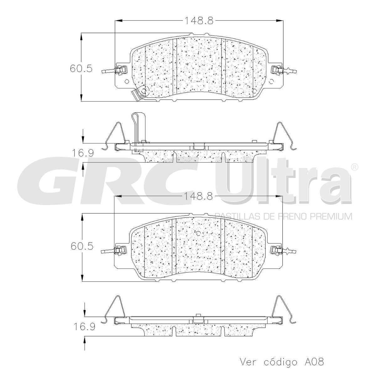 GCD1860 - BALATAS CERAMICAS DELANTERAS PARA HONDA ACCORD LX-S 2016-2017