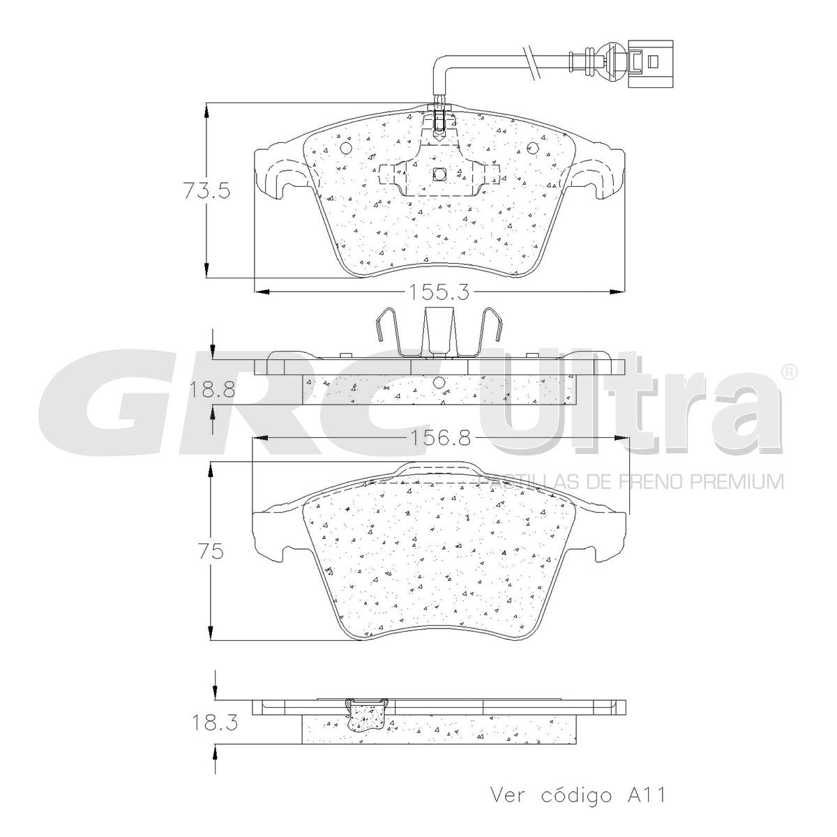 GMD1174 - BALATAS SEMIMETALICAS DELANTERAS PARA VOLKSWAGEN EUROVAN 2006-2009
