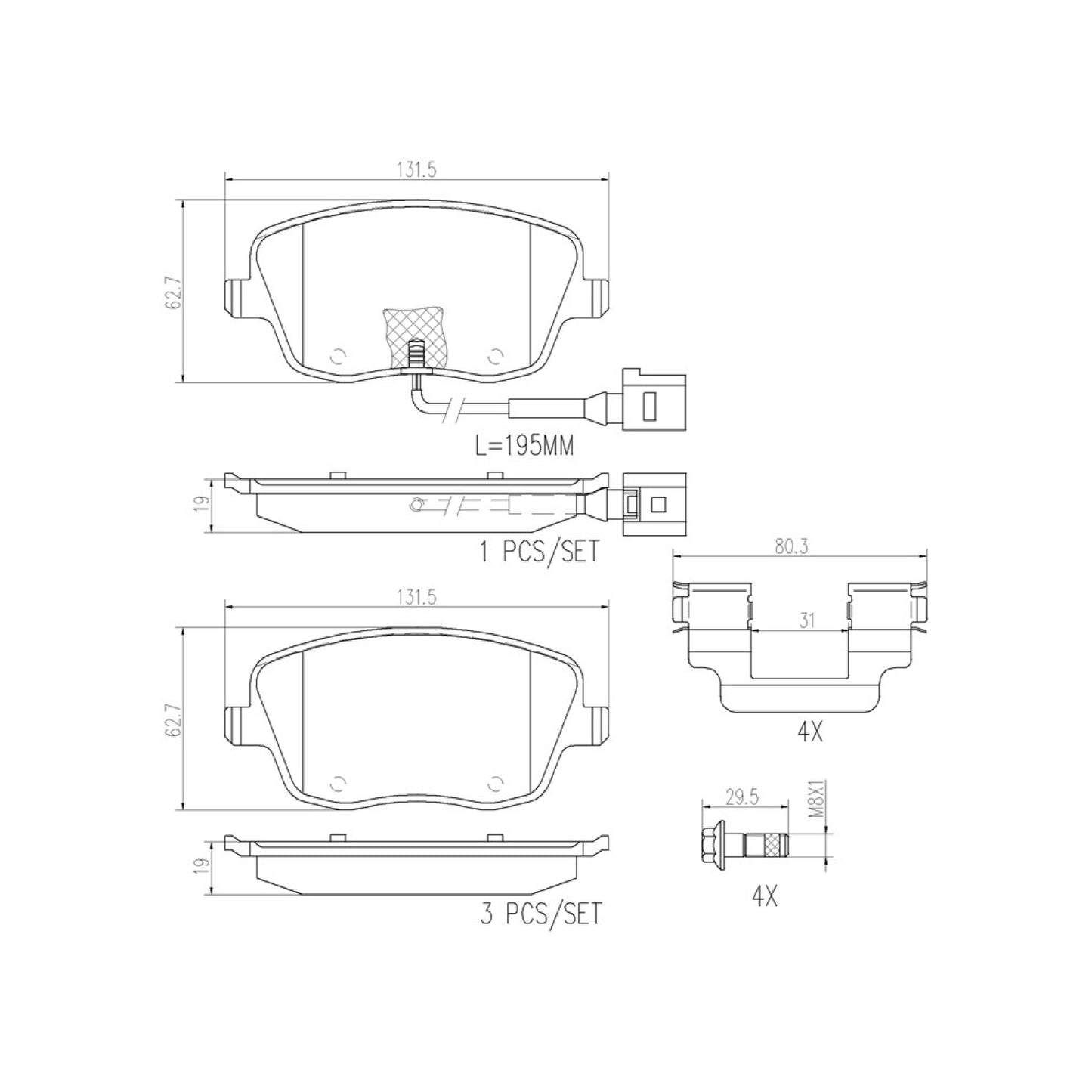 BRE-P85077N - BALATAS DELANTERAS PARA SEAT CORDOBA REFERENCE  2.0 4 2005-2007