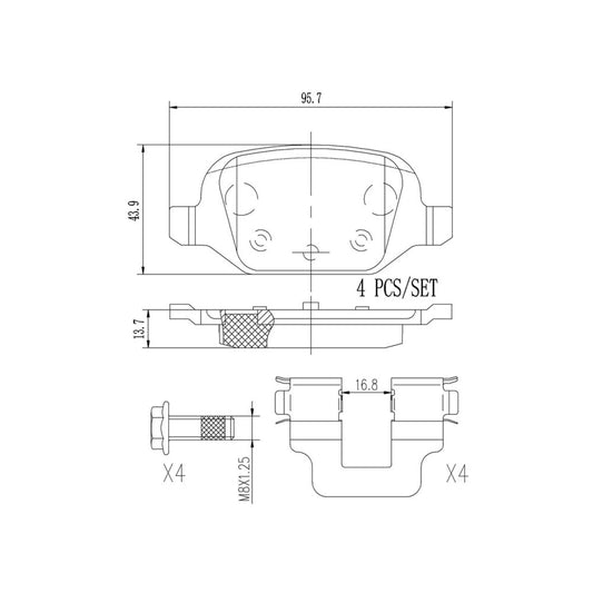 BRE-P23064N - BALATAS TRASERAS PARA FIAT 500 1957 RETRO EDITION 2019-2019