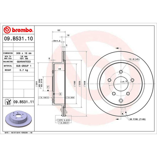 BRE-09.B531.10 - PAR DE DISCOS DE FRENO TRASEROS PARA NISSAN MURANO ADVANCE 2019-2019