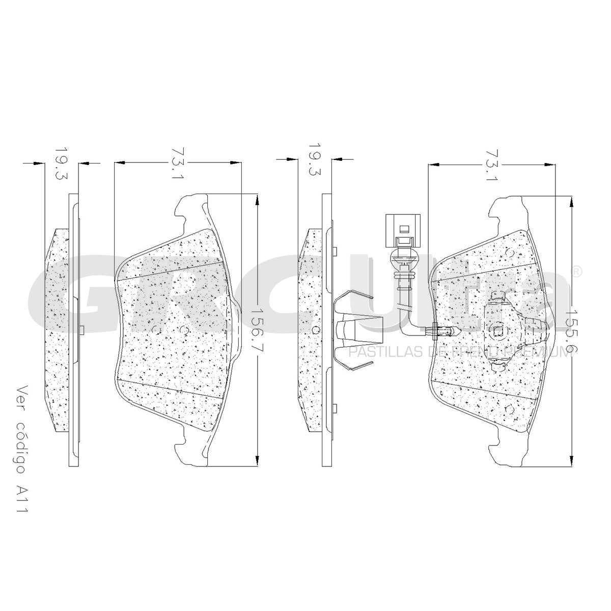 GMD1359 - BALATAS SEMIMETALICAS DELANTERAS PARA AUDI TT 2007-2014