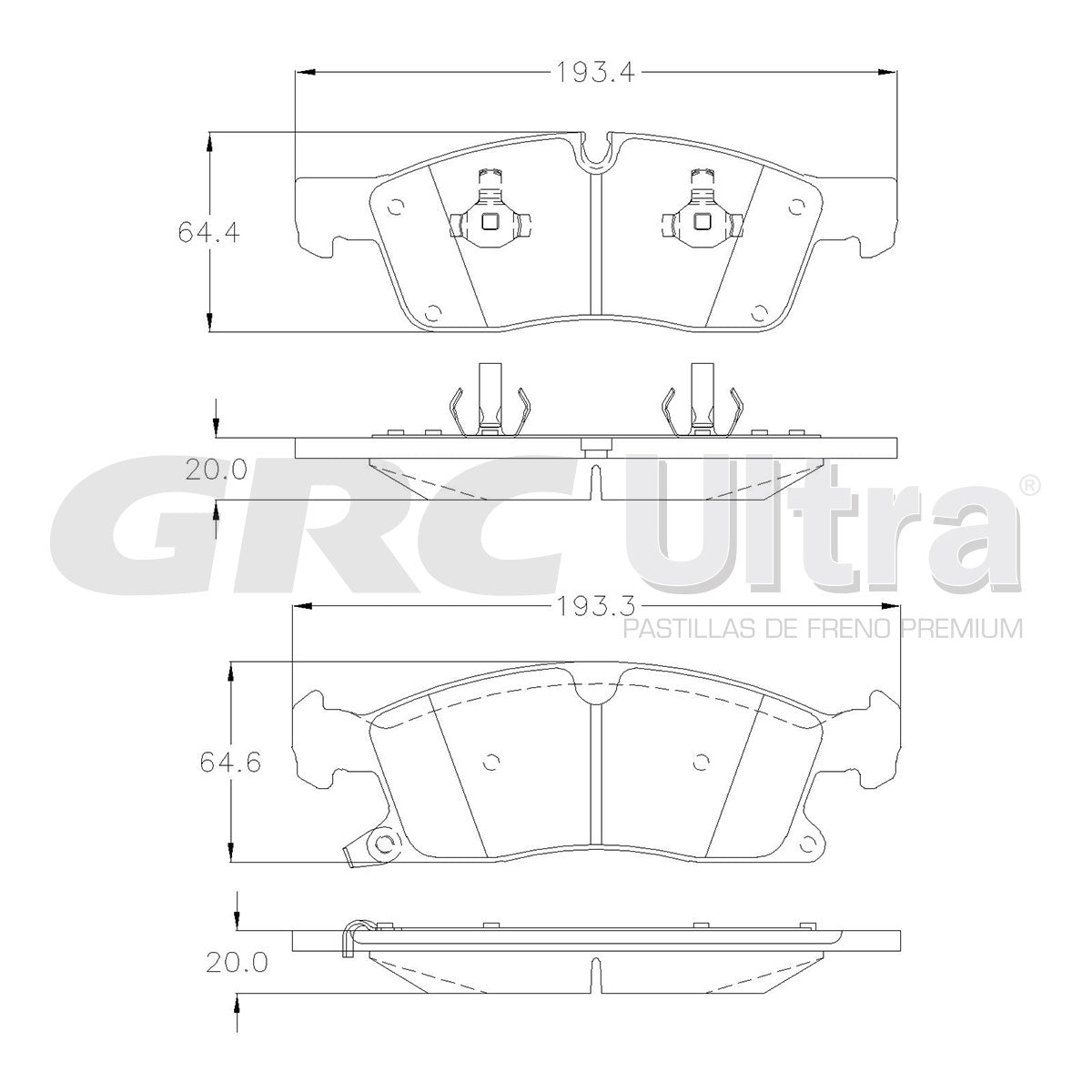 GMD1629 - BALATAS SEMIMETALICAS DELANTERAS PARA DODGE DURANGO 2012-2015