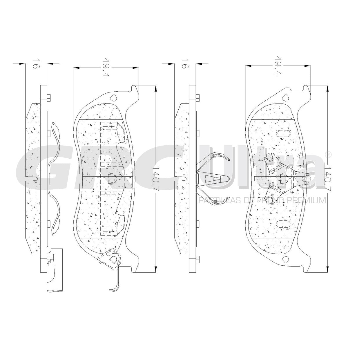 GMD674 - BALATAS SEMIMETALICAS TRASERAS PARA FORD CROWN VICTORIA BASE 1996-1996