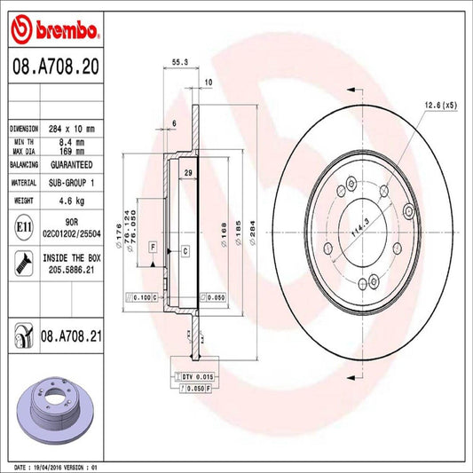 BRE-09.9464.21 - PAR DE DISCOS DE FRENO DELANTEROS PARA MAZDA 3 GS 2004-2012