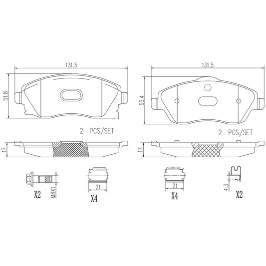 BRE-P59036N - BALATAS DELANTERAS PARA CHEVROLET CORSA BASE 2003-2008