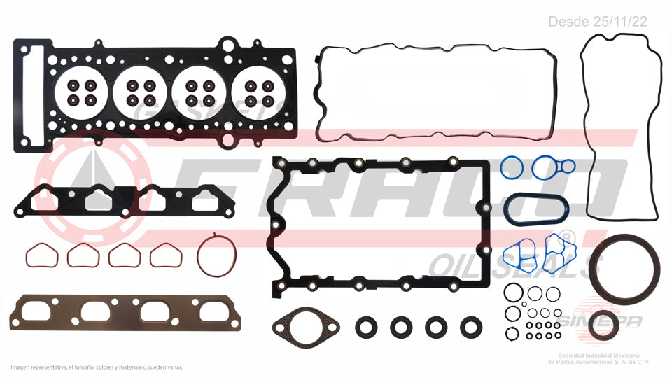 FSX-0840022 - JUEGO DE EMPAQUES PARA RAM 700 L4 1.6 L SOHC 16 V. SOHC 2016-2018