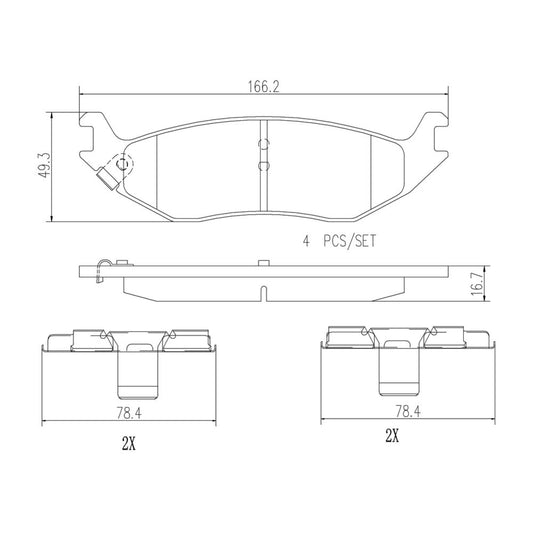 BRE-P18022N - BALATAS TRASERAS PARA DODGE RAM 1500 LARAMIE 2003-2003