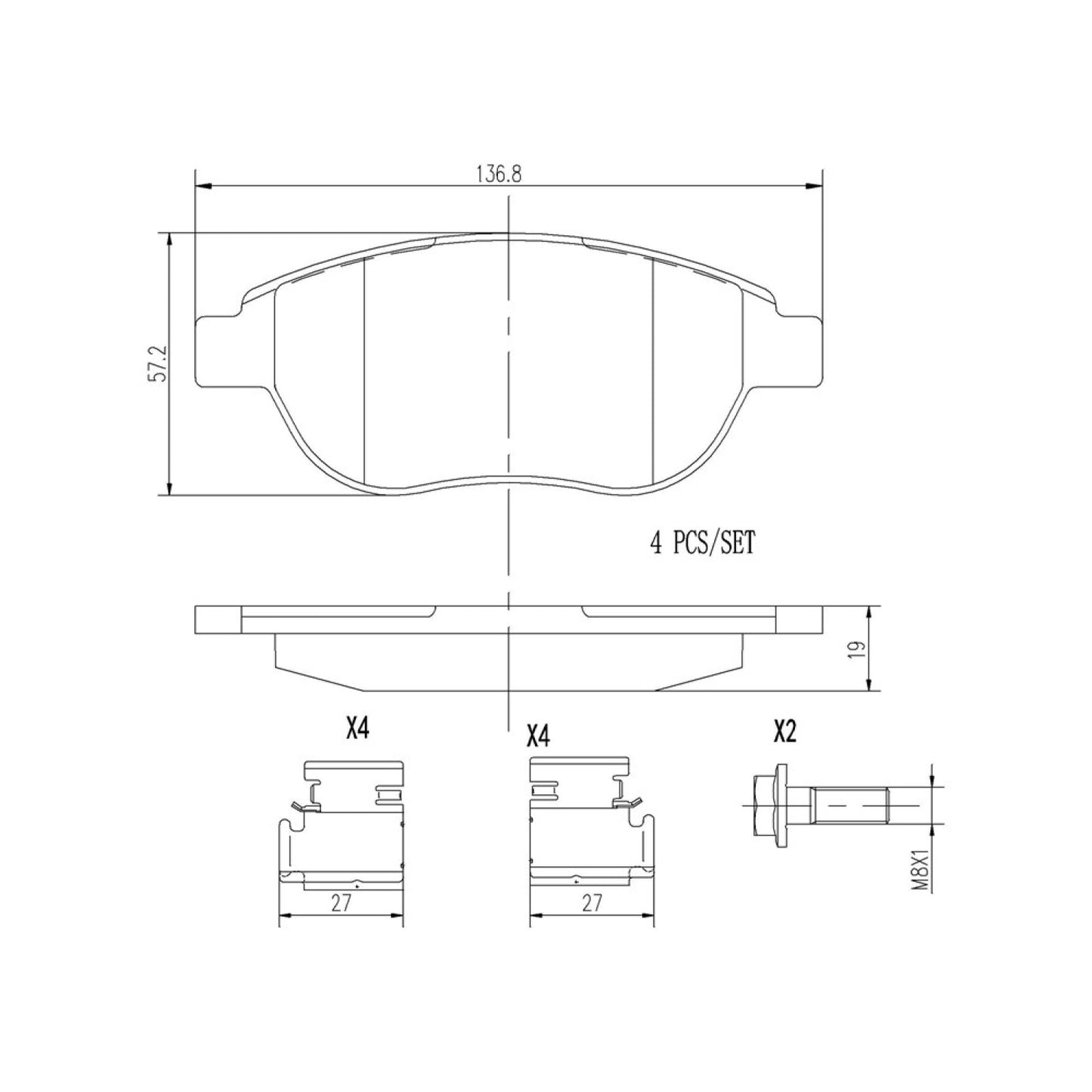 BRE-P61068N - BALATAS DELANTERAS PARA PEUGEOT 207 ACTIVE 2012-2013