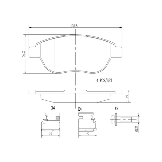 BRE-P61068N - BALATAS DELANTERAS PARA PEUGEOT 207 ACTIVE 2012-2013